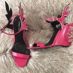 Lemonade Megan Flame Wedge Heels